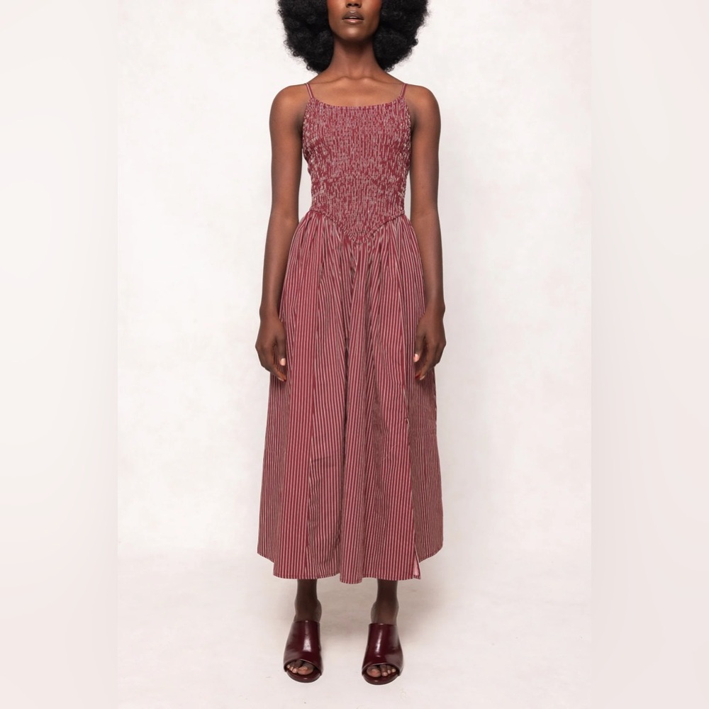 Ivy City MAXWELL DRESS IN BURGUNDY PINSTRIPE